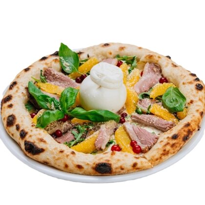 Pizza with duck